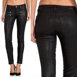 PAIGE Denim Edgemont Ultra Skinny Silk Coating Black Size 28